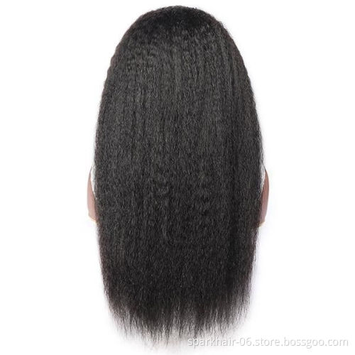 Spark Yaki Straight Headband human hair Wig Glueless Kinky straight  Wigs Natural Black Headband Straight Wigs for Black Women